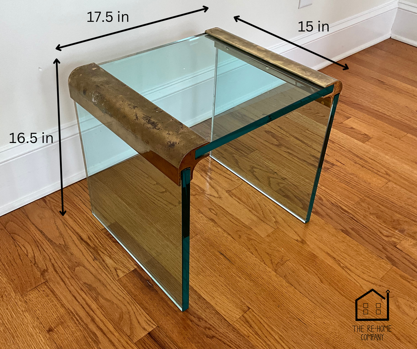 BrassandGlassWaterfallSideTablebyLeonRosenDimensions