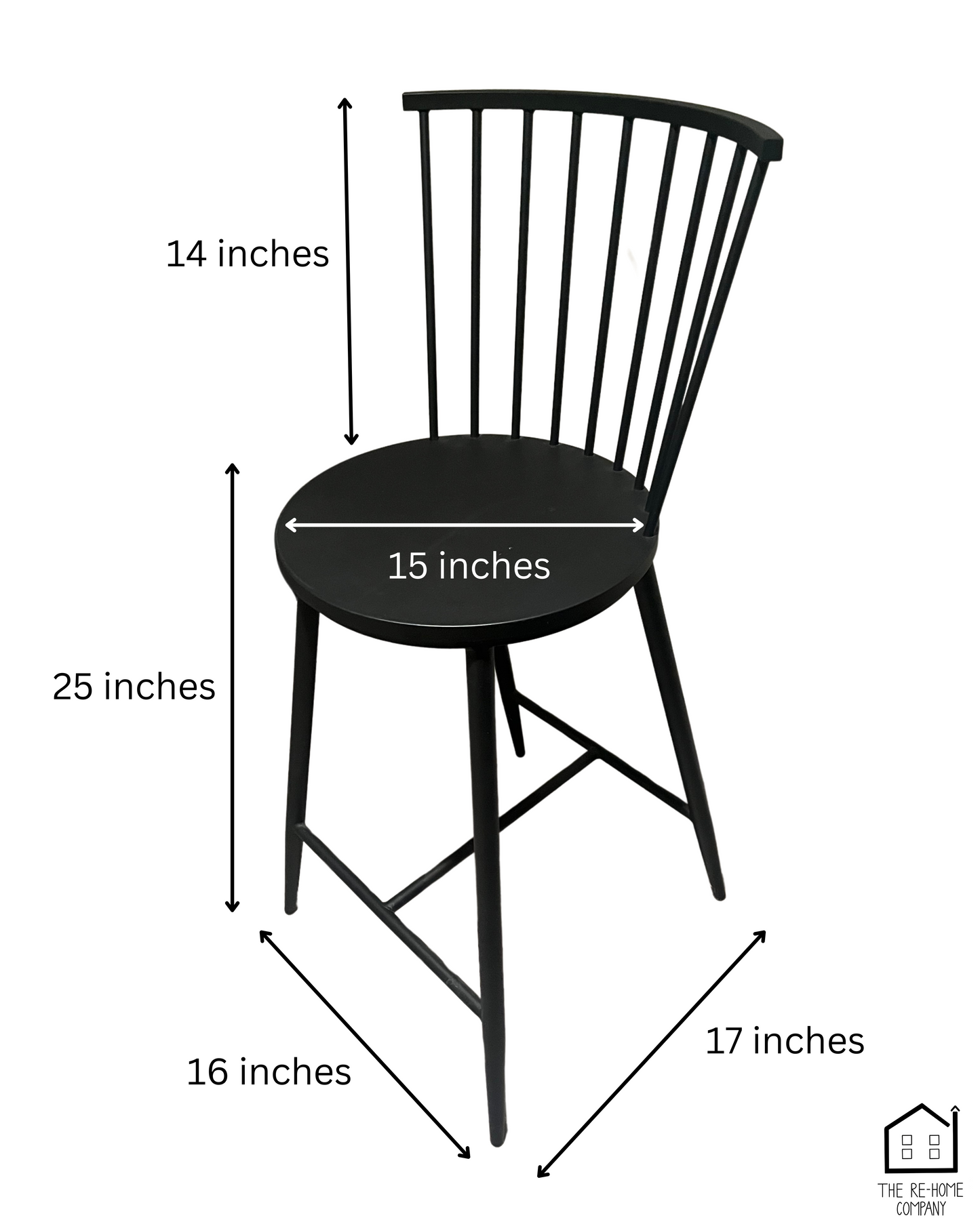 Neal Black Steel Counter Stool dimensions