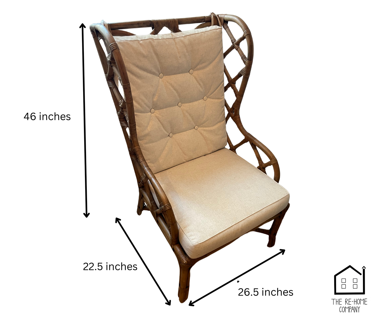 Rattan Wingback Chair dimensions