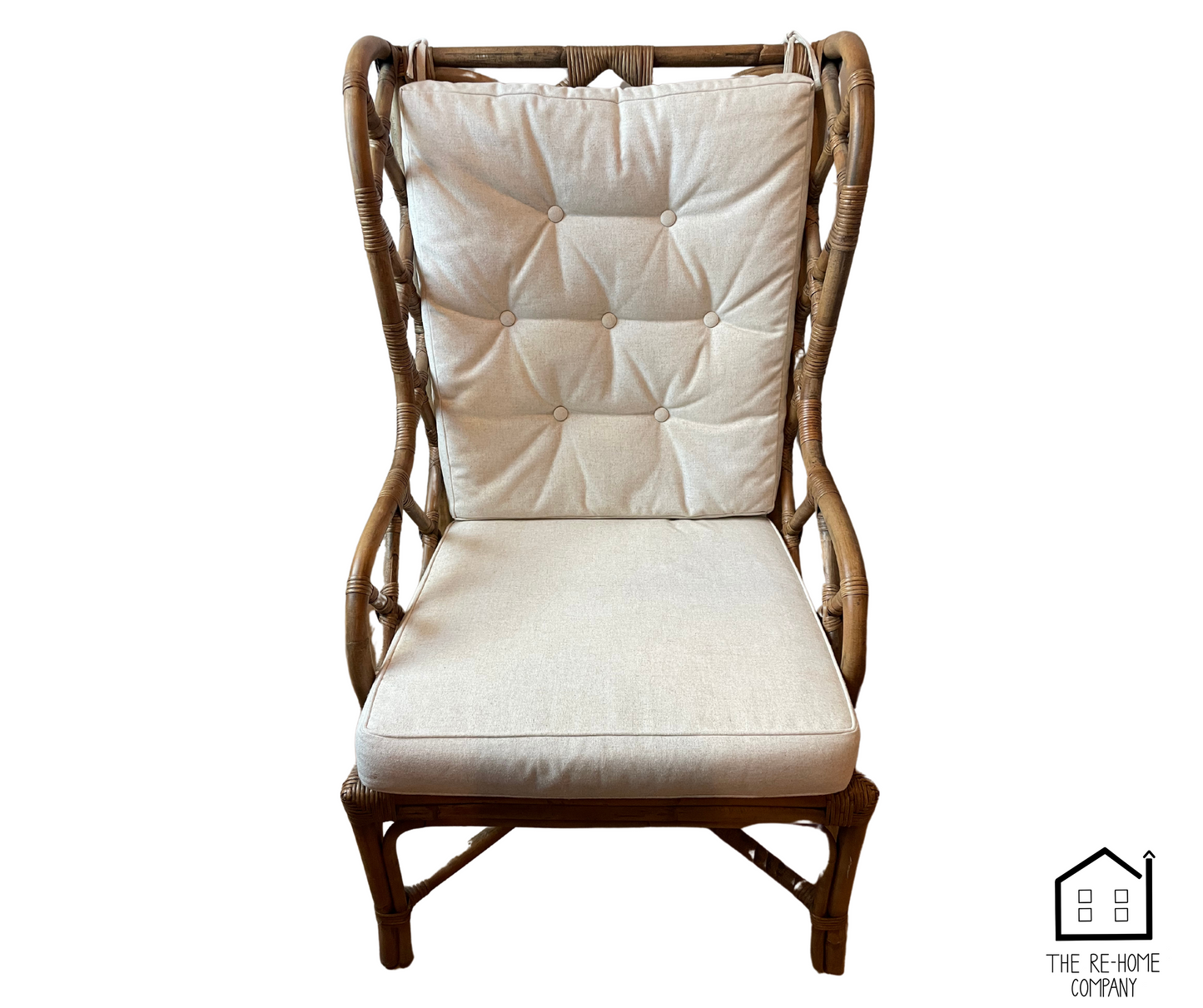 Rattan Wingback Chair front view