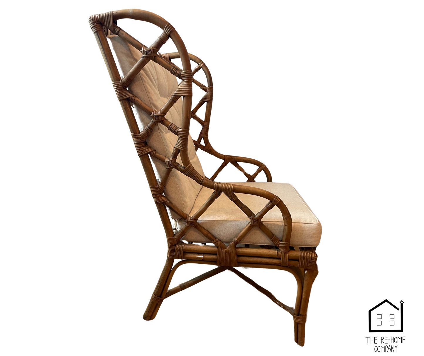 Rattan Wingback Chair side view