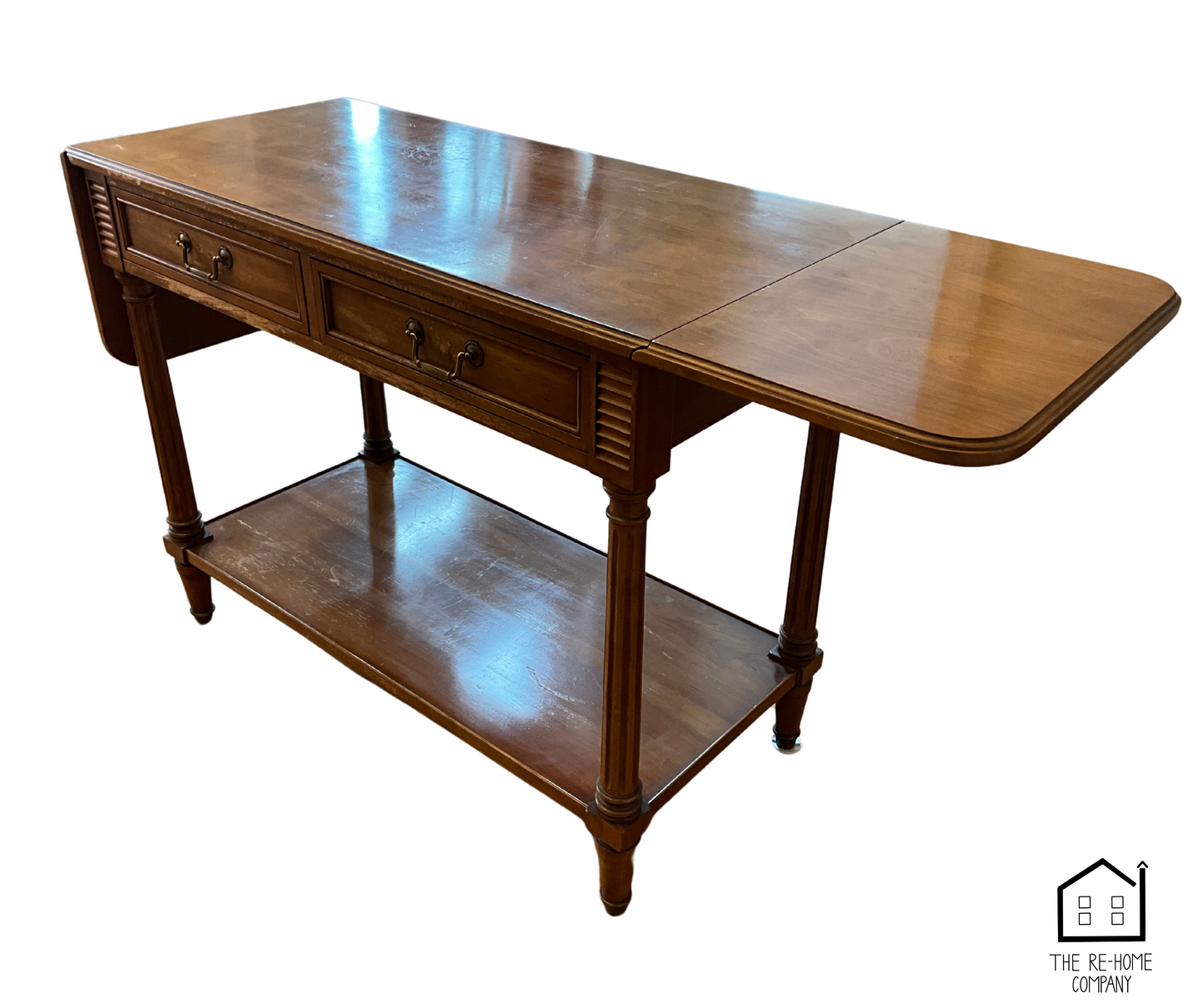 Vintage_Wood_Dining_Room_Furniture_Set_Drop_Leaf_Server_Angle