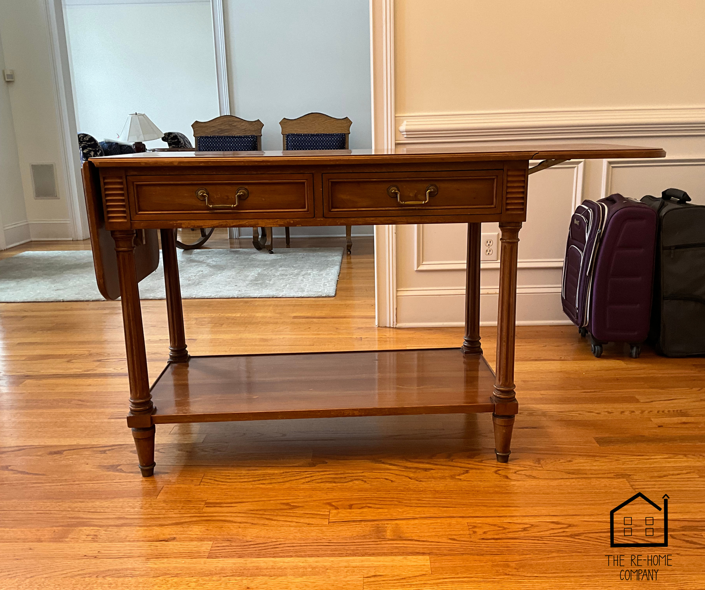 Vintage_Wood_Dining_Room_Furniture_Set_Drop_Leaf_Server_Front